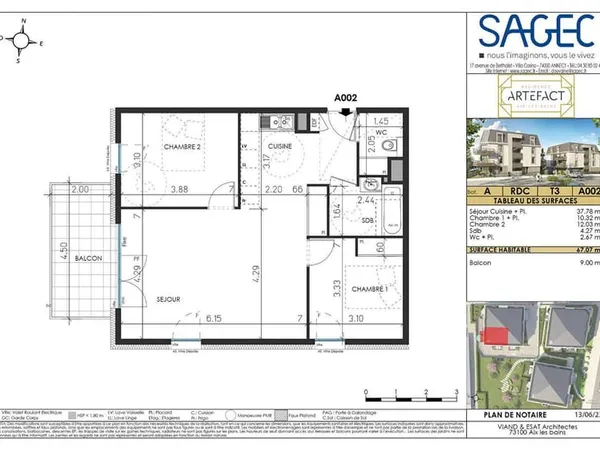 Appartement 3 pièces 62 m²