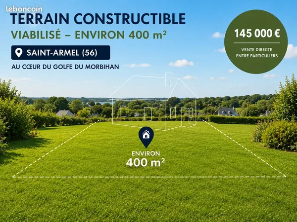 Terrain constructible viabilisé - Environ 400 m²