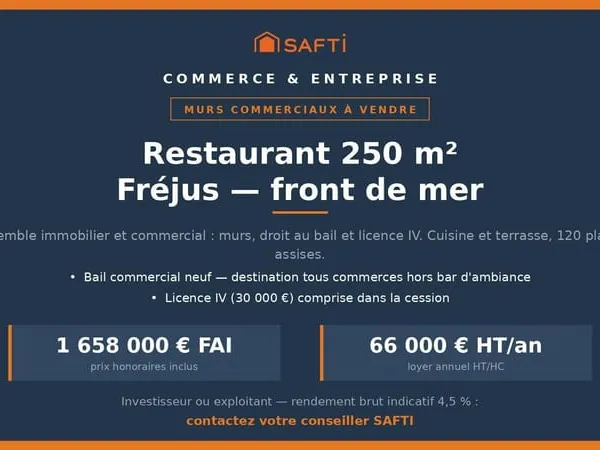 Murs et droit au bail  front de mer Fréjus