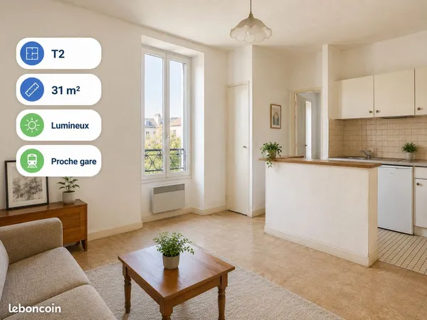 T2 31 m² - Parking + Cave - Proche gare + Centre ville