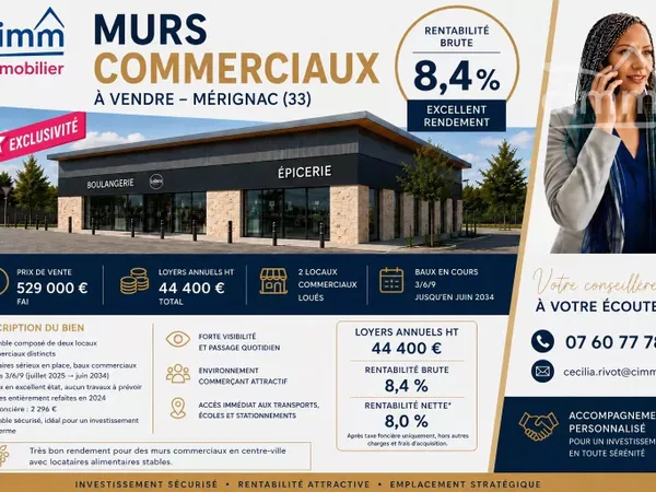 MURS COMMERCIAUX – 7,7% de rentabilité INVESTISSEMENT LOCATIF