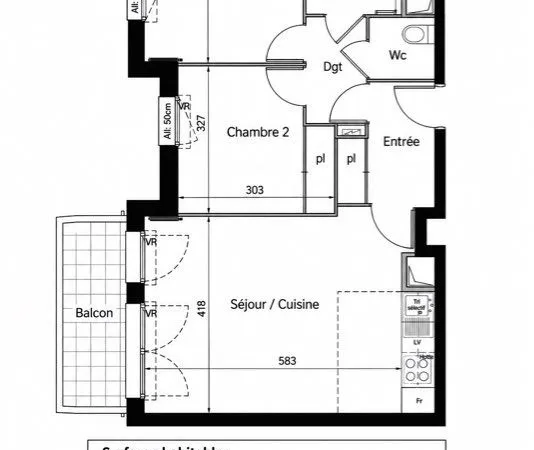 À louer - T3 60 m² avec balcon - Bussy-Saint-Georges