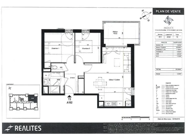 Appartement 3 pièces 62 m²