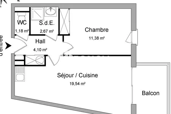 Appartement 2 pièces 39 m²