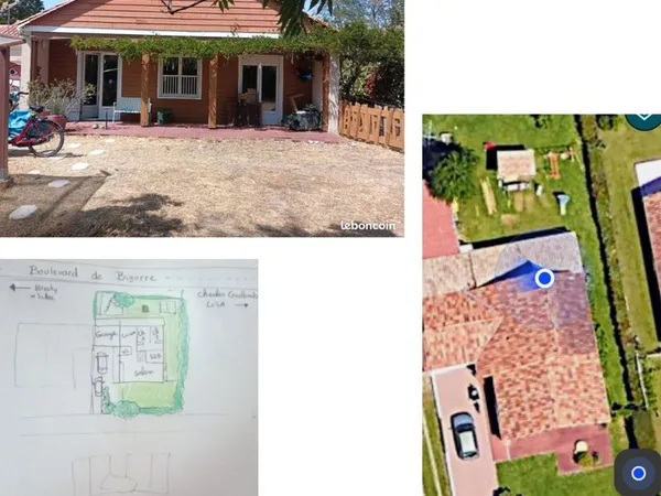 Maison F3 pavillonnaire meublée, 100m2, 4 pièces, 2 chambres, 600m2 de terrain, 3 places de parking
