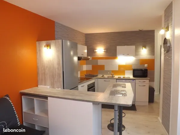Grand T1 (37m2) meublé contemporain et refait à neuf, dans résidence sécurisé, Avenue Gambetta à AUR
