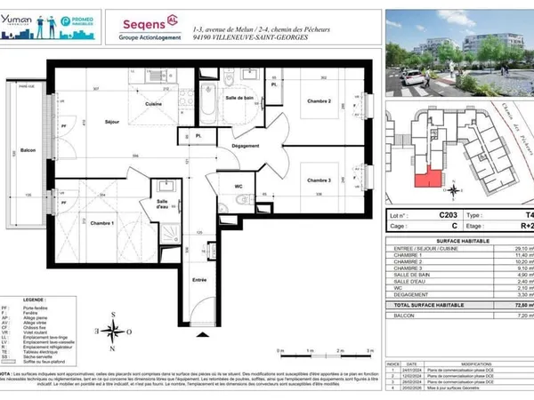 Appartement 4 pièces 72 m²