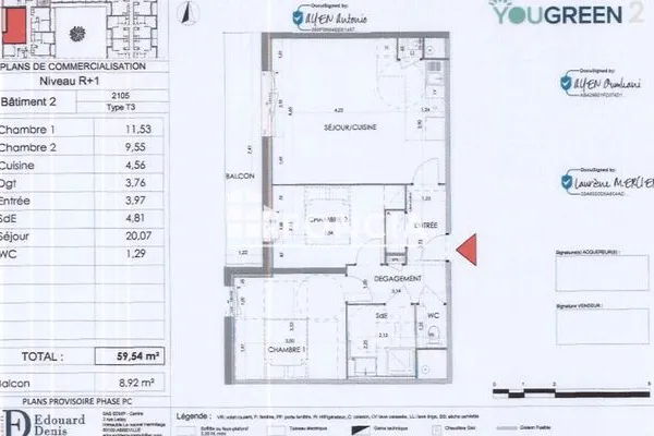 Appartement 3 pièces 60 m²