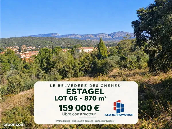 Terrain pour 2 logements à Estagel - 870 m² - Libre constructeur