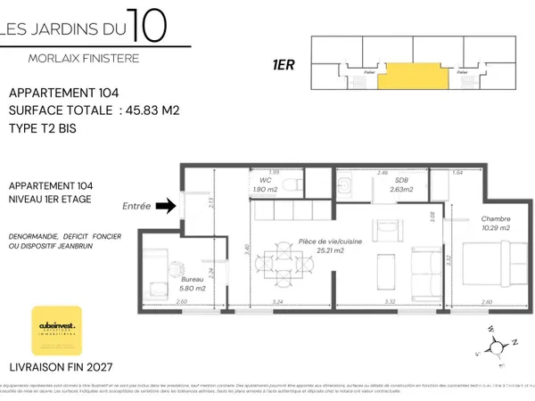Appartement 3 pièces 46 m²