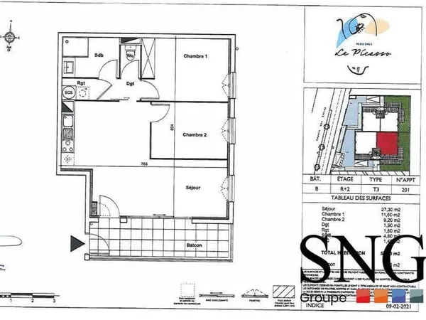 Appartement 3 pièces 58 m²