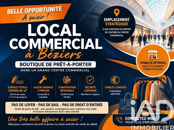 Vente Boutique/Local commercial 85 m²