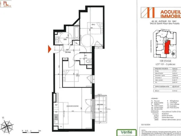 Appartement 3 pièces 67 m²