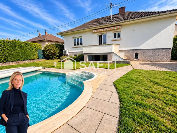 Maison plain-pied 105m², sous-sol, jardin, piscine