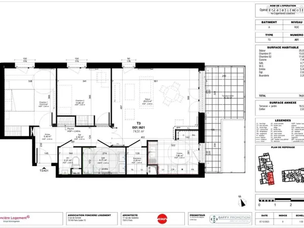 Appartement 3 pièces 74 m²