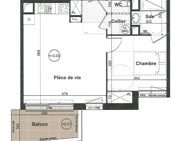 Appartement 2 pièces 46 m²
