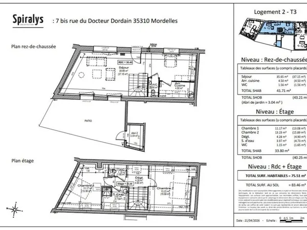 Maison Vente Mordelles 3p 75m² 266900€