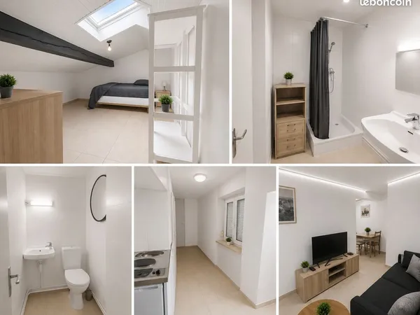T1 meublé 30m² rénové - Chambre en duplex, garage et cour privative - Verdun Cathédrale