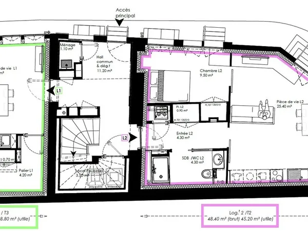 Appartement 2 pièces 46 m²