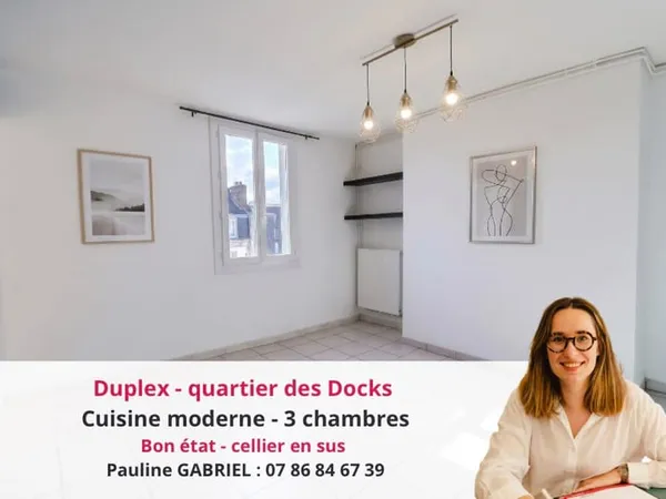 Appartement duplex 87 m² ? 3 chambres ? Dernier étage ? Quartier des Docks, Le Havre