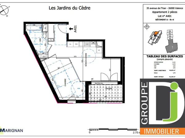 Appartement 2 pièces 45 m²