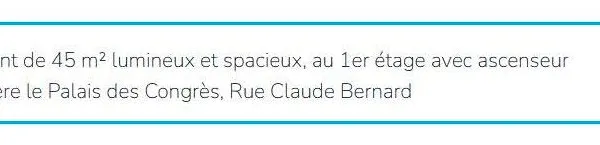 Appartement - 45m² lumineux et idéalement situé derrière palais des congrès