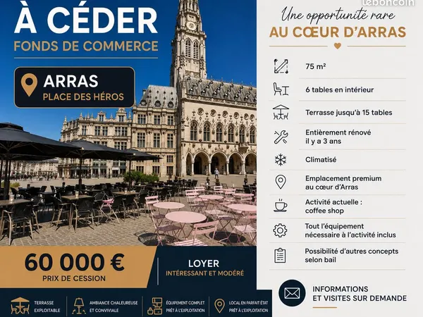 Fonds de commerce 75 m² - Place des Héros - Arras