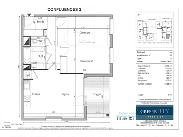 Appartement 3 pièces 66 m²