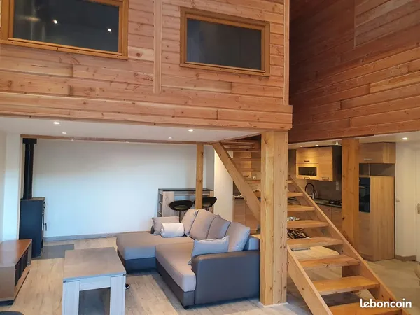 T2 meublé de charme 65 m², mezzanine bois et poêle