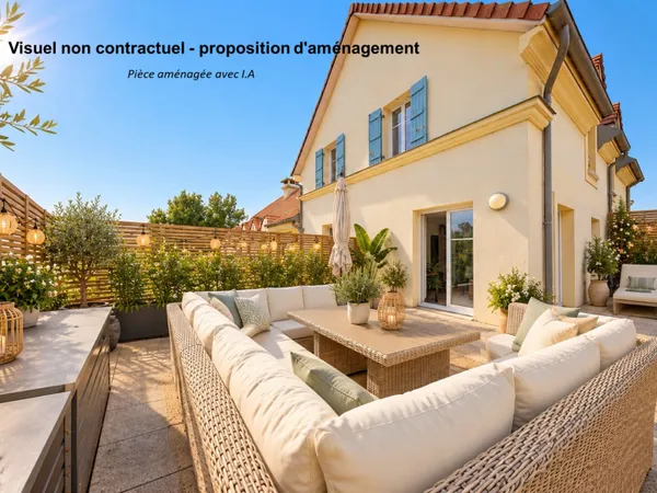 Appartement Vaureal F5 en DUPLEX au COEUR DE VILLE de 75 m2 avec 43 m2 de terrasse et 2 places de pa