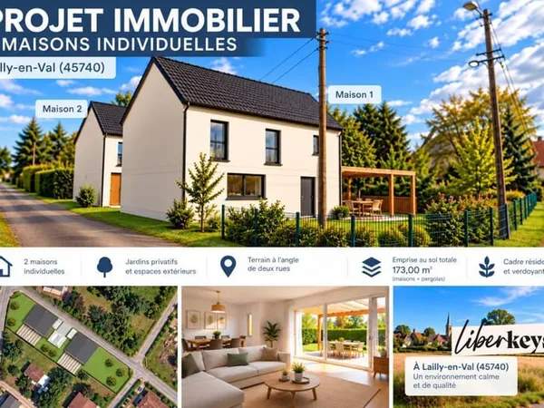 À VENDRE - TERRAIN DE 860 m² AVEC PERMIS DE CONSTRUIRE ACCORDÉ POUR 2 MAISONS À LAILLY-EN-VAL (45740