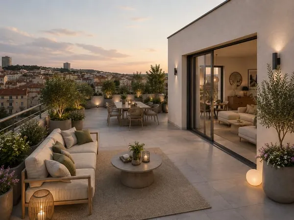 Offre commerciale : T4 DERNIER ETAGE DE 76M² AVEC 70M² DE TERRASSE EN PLEIN CENTRE-VILLE DE CAGNES S