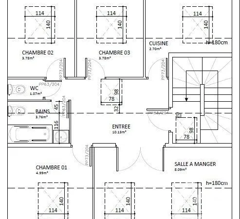 Appartement 3 pièces 45 m²
