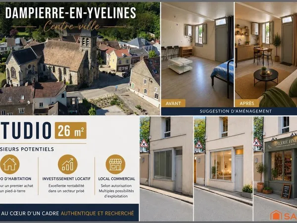 Studio 26 m² centre-ville Dampierre-en-Yvelines