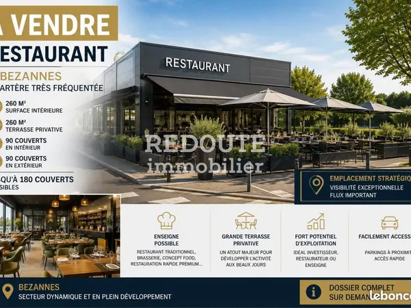 Fonds de commerce restaurant 260 m²