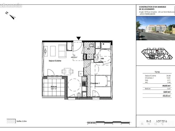 Appartement 2 pièces 44 m²