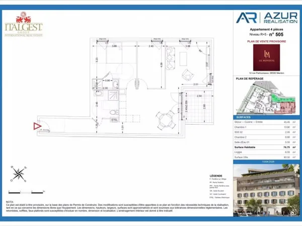 Le Mondial, prestigieux quatre-pièces de 76,75 m², au cinquième