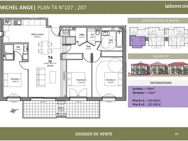 Appartement 4 pièces 90 m²