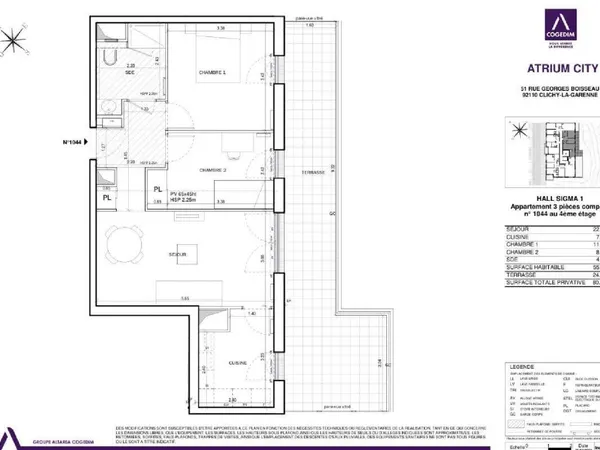 Appartement 3 pièces 55 m²