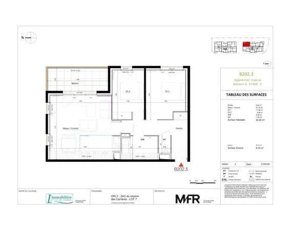 Appartement 3 pièces 64 m²