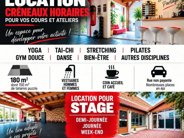 Vichy - Location de créneaux horaires - Salle sportive 180 m² / Cours & stages