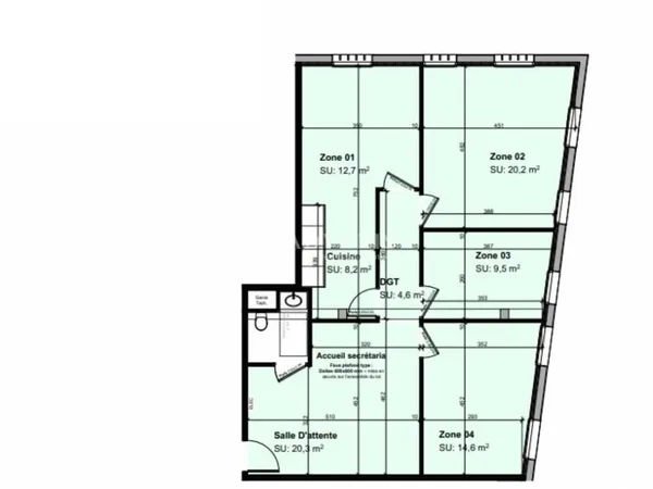 Bureau 96 m²