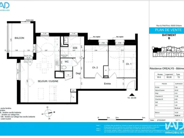 Vente Appartement 3 pièces