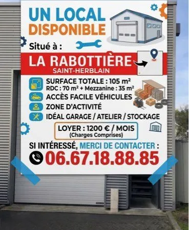 À LOUER - Local / Atelier / Entrepôt de 105 m² - Saint-Herblain (La Rabottière)