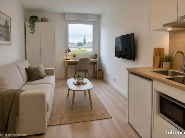 PONTIVY- Studio Meublé- parking, Wi-Fi, Buanderie