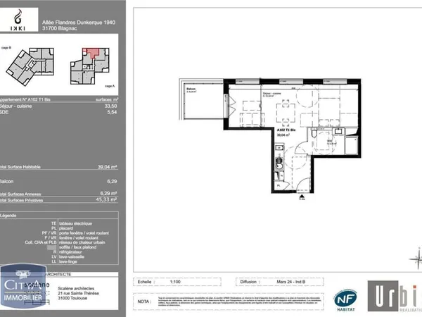 Appartement 1 pièce 39 m²