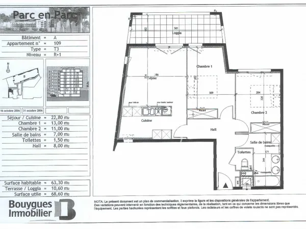Appartement 3 pièces 63 m²
