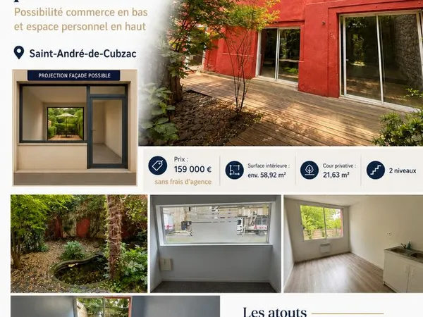 Local professionnel avec étage et cour - Saint-André-de-Cubzac