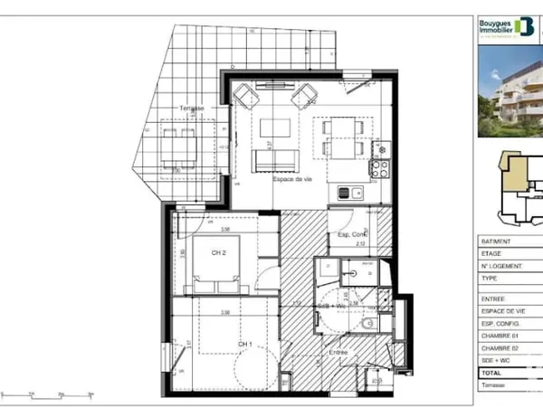 Appartement 3 pièces 65 m²