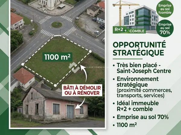 Terrain 1100 m² Saint-Joseph
